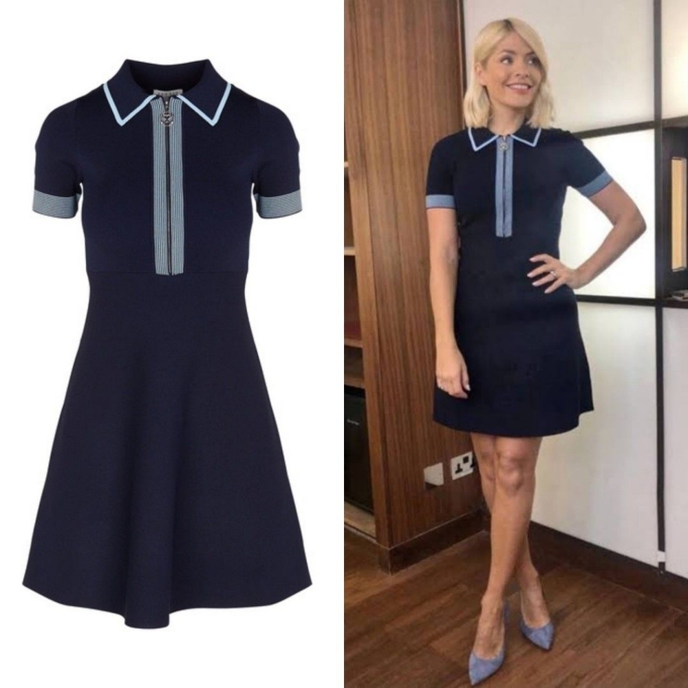 Sandro Lue Zip Collar Knit Polo Dress